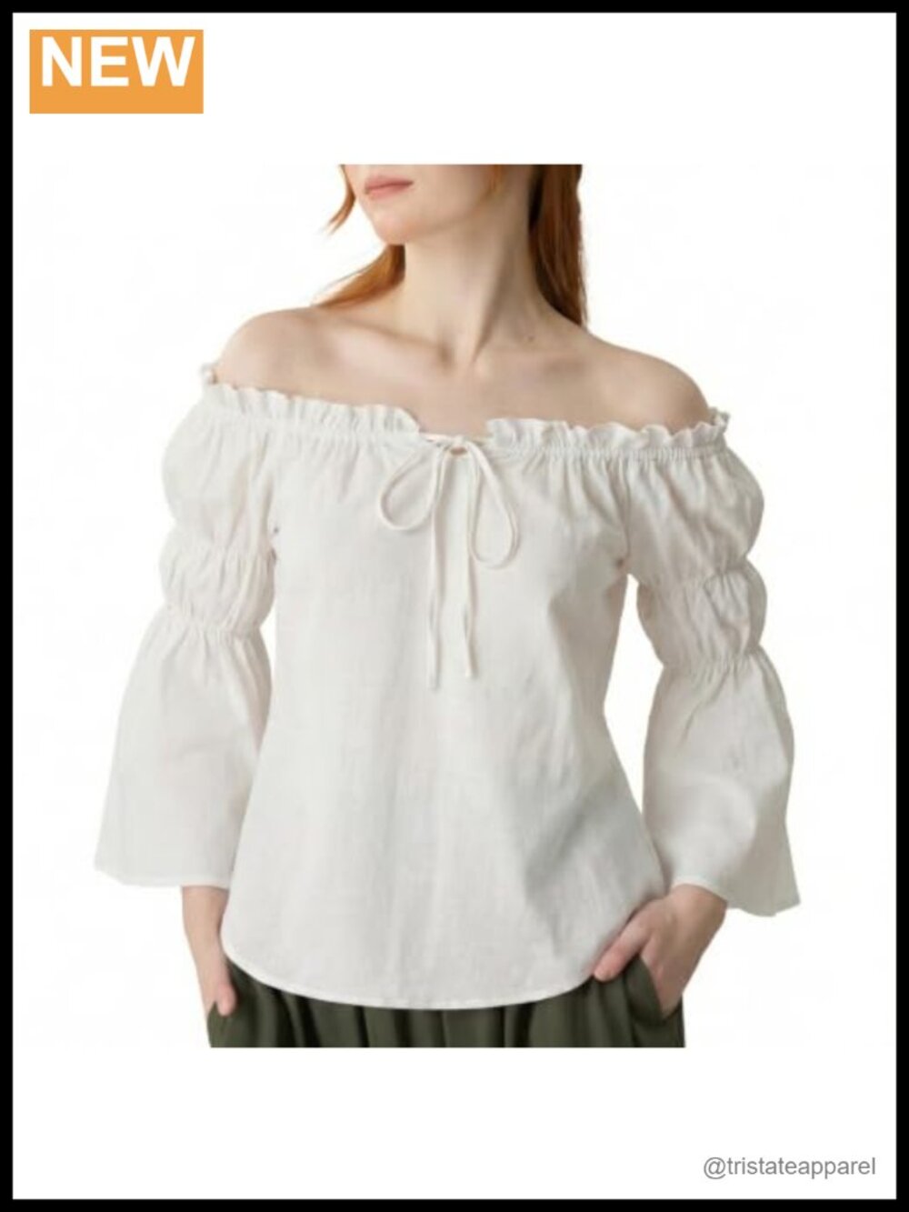 Women Off Shoulder Bell Sleeve Peasant Blouse Top Cotton Rayon